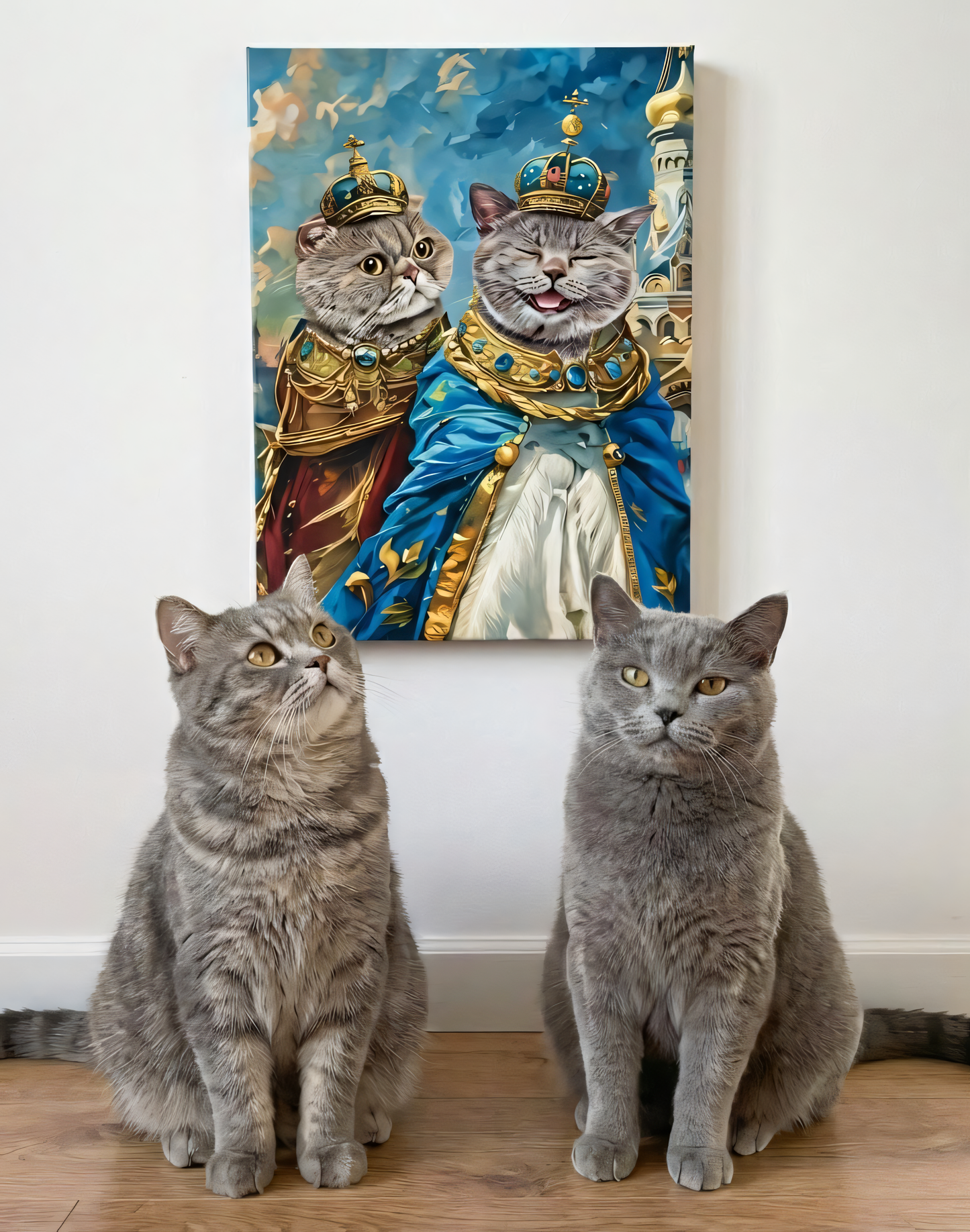 Custom Multi Pet Portrait - 2 Pets - Personalized Dog & Cat Lover Gift