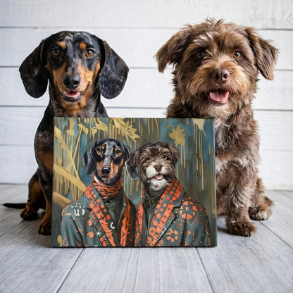 Custom Multi Pet Portrait - 2 Pets - Personalized Dog & Cat Lover Gift