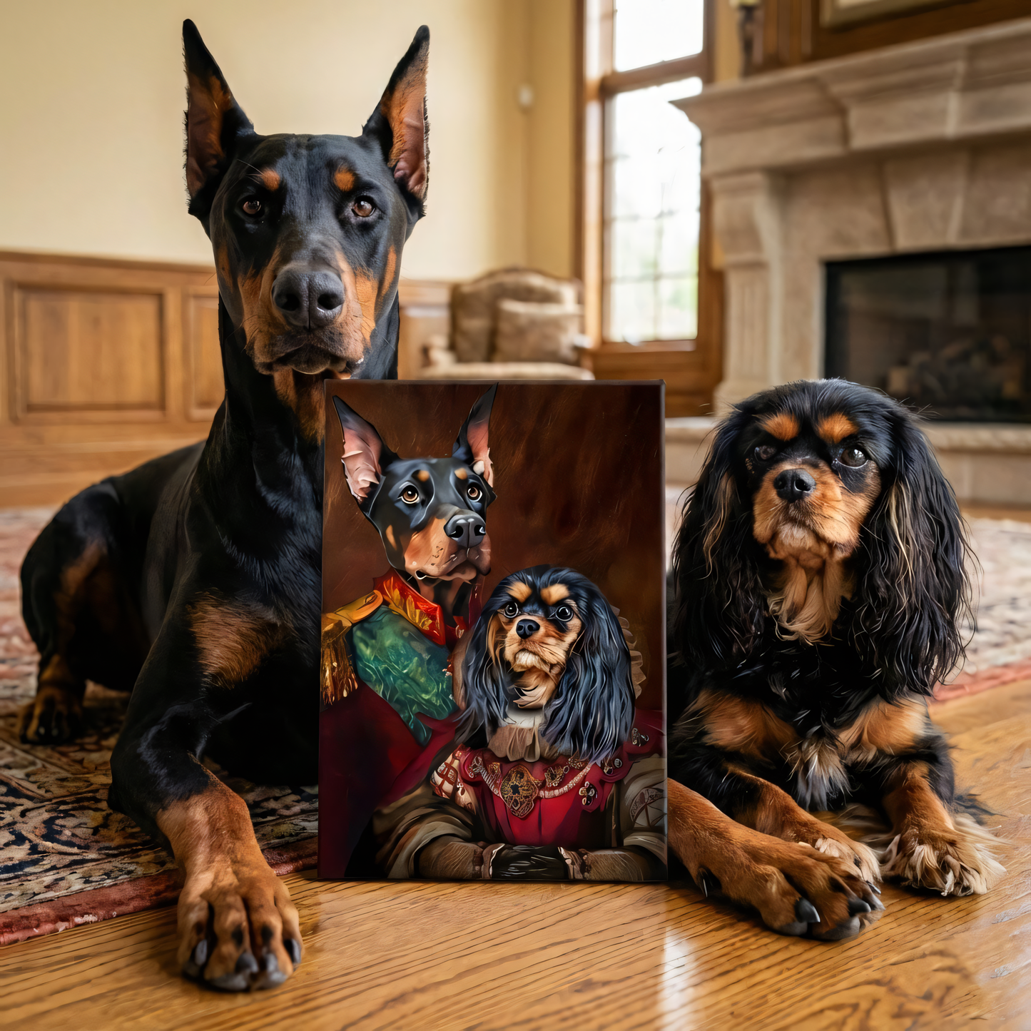 Custom Multi Pet Portrait - 2 Pets - Personalized Dog & Cat Lover Gift