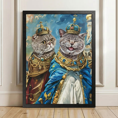 Custom Multi Pet Portrait - 2 Pets - Personalized Dog & Cat Lover Gift